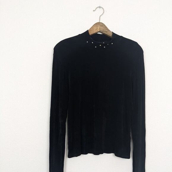 Banjo Vintage Embellished Long Sleeve Turtleneck Blouse - Picture 3 of 6